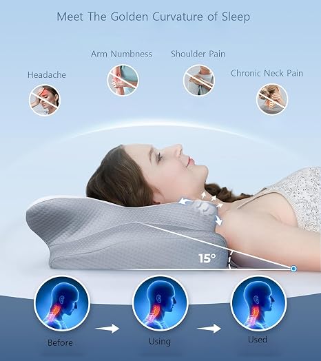 Almohada cervical viscoelástica diseño mariposa GRIS - additional image 4