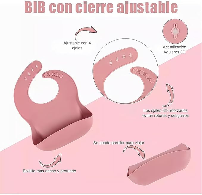 Set vajilla de silicona para bebe rosa - additional image 1